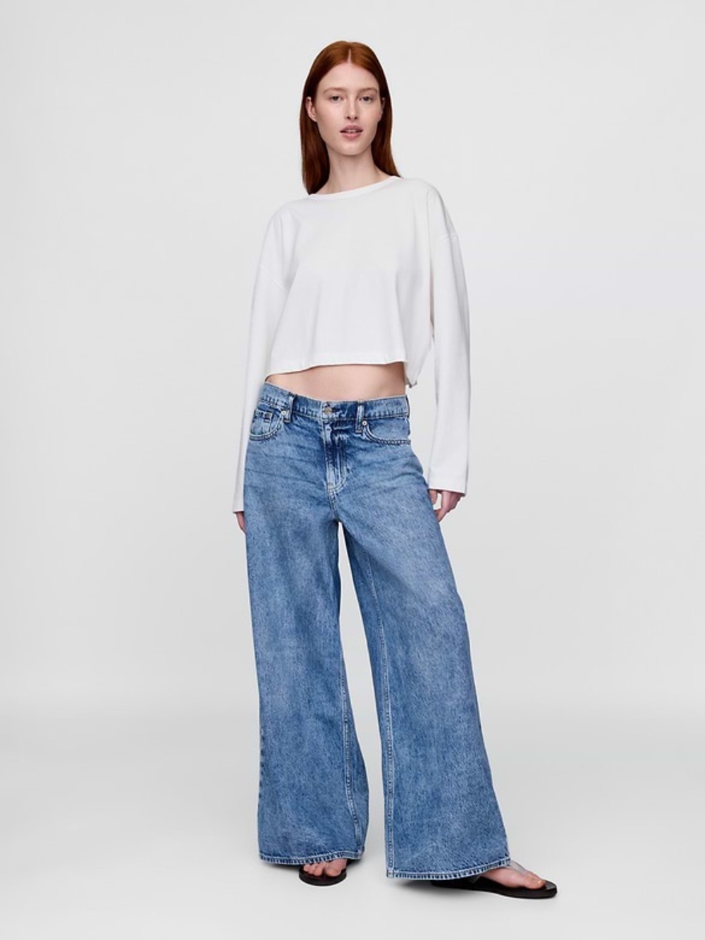 GAP Women's Wide-Leg Flare Jeans in Light Blue Denim